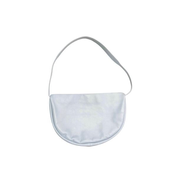 Zara Leather Half Moon Crossbody Bag Crescent Purse Limited Edition Pastel Blue - Picture 2 of 4